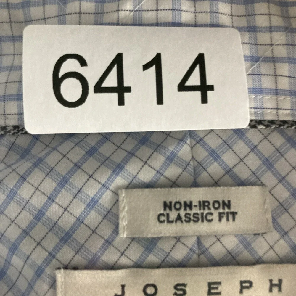 Joseph Abound Shirt Mens 18 1/2 34-35 Blue Long Sleeve Button No Iron Classic